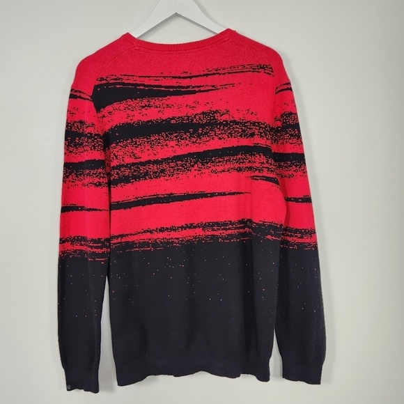 ALFANI Jester Red Black Abstract 100% Cotton Pullover Crew Neck Sweater NEW L - Picture 8 of 8